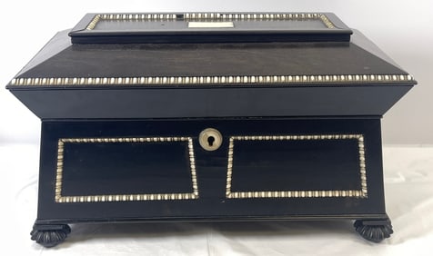 Regency Anglo Indian Ebony Inlaid Casket Box
