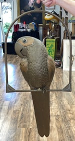 Large Sergio Bustamante Brass Parrot on Perch