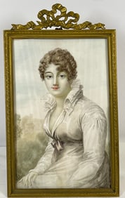 19C Large Portrait in Fancy Gilt Bronze Frame