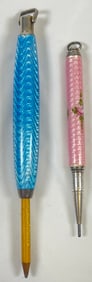 Lot of 2 Sterling Silver & Enamel Mechanical Pencils