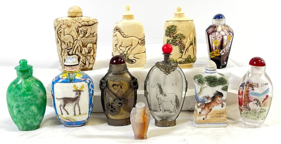 Lot of 11 Asian Snuff Bottles