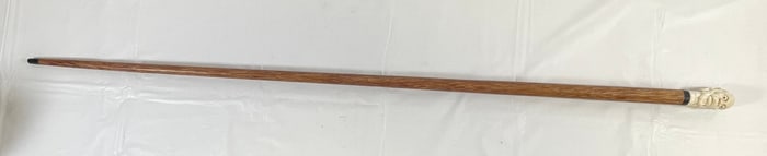 Vintage Carved Bone Walking Stick Depicting African Man