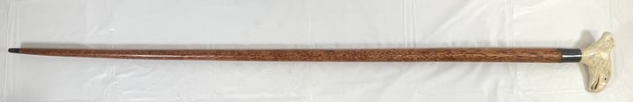 Vintage Native American Carved Bone Walking Stick Depicting Eagle & Bear