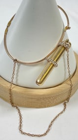 Victorian 9K Yellow Gold S Mordan & Co Propelling Pencil Bracelet w Pearls