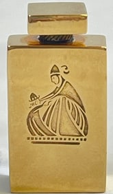 14k Art Deco Asian Decorated Rectangular Perfume Scent Bottle
