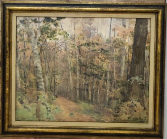 Ernest Haslehurst Late 19th c. W/C English Treed Landscape