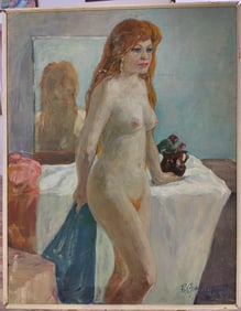 Victor Filippov O/C Full Portrait Nude in Studio Titled "Red"