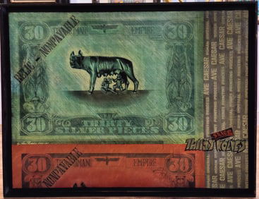 Alex Prostakov Abstract Counter Culture Painting 30 Silver Pieces