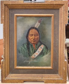 Early 20th c. Portrait of Sitting Bull Signed Tuttle