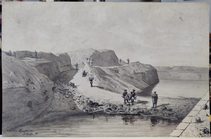 W/C and Pencil German War Illustration Attributed Lentrant Hesse