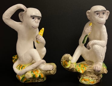 Pair of Italian Porcelain Monkeys