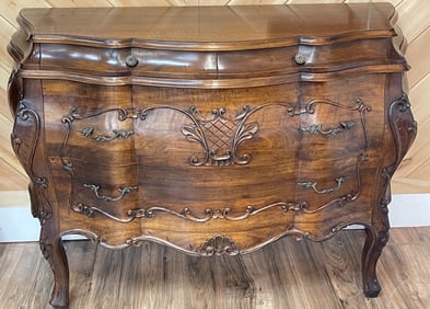 Vintage Bombe Fruitwood Dresser / Chest