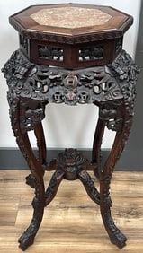 Antique Chinese Rosewood Heavily Carved Stand