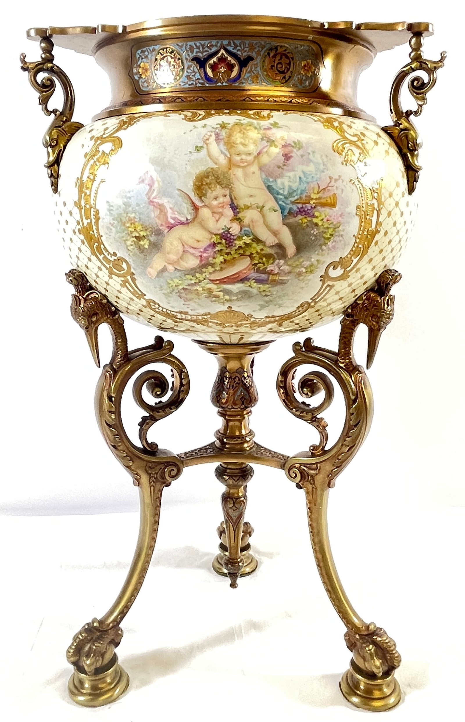 In the manner of Eugène Cornu French Bronze Champleve & Sevres Vase (1 of 12)