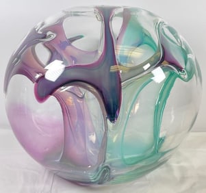 Multi Color Peter Bramhall Art Glass Sculpture