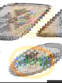 Lot of 2 Native American Beaded Belt Buckles