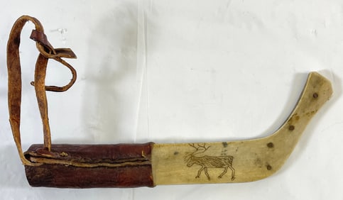 19th Century American Indian Bone & Leather Knife Sheath