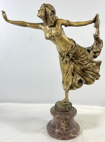 JR Colinet Art Deco Bronze Woman Dancing