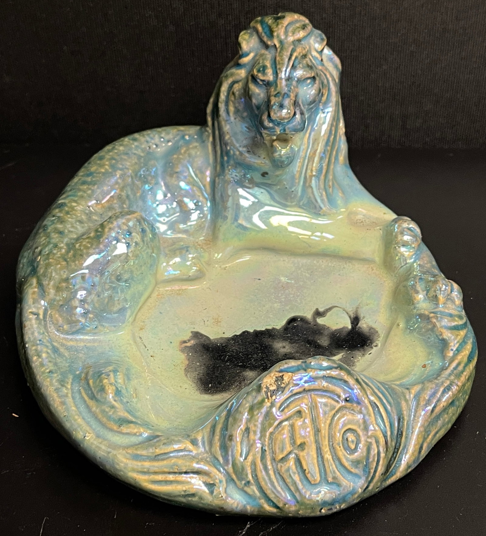 American Encaustic Tiling Co. Pottery Lion Dish (1 of 6)