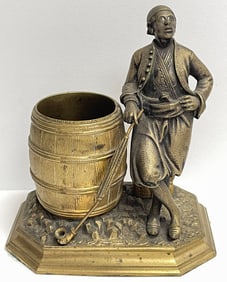 c1900 Pirate Bronze Cigar Holder & Match Safe