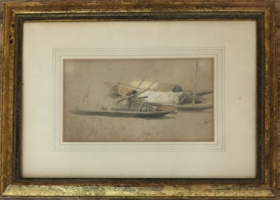 Attributed E. W. Cooke W/C Study Canoes on the River