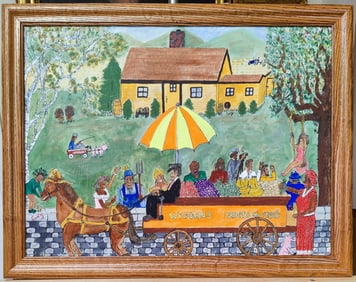 Wiggans Fruits & Veges Farmers Cart Naive Folk Art by Curly