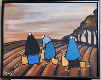 J P Rooney Abstract Impressionist O/B The Potatoe Pickers