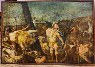 Large O/C 18th c. Old Master Historical Battle Scene