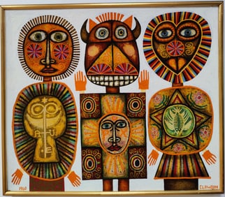 Rex Clawson O/B Religious Illustration Titled Three Figures