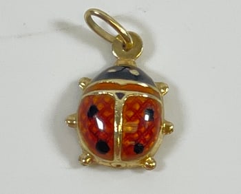 14k Yellow Gold & Enamel Charm / Pendant Ladybug