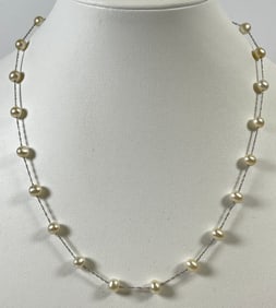 14k White Gold & Pearl Necklace
