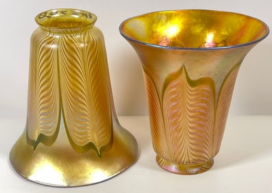 Lot of 2 Quezal Pulled Feather Shades