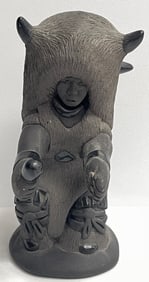 Native American Pueblo Eugene Gutierrez Black Pottery Figure