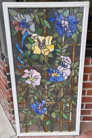 Contemporary Leaded Glass Floral Panel