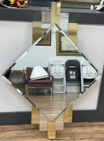 Mid Century Modern Chrome & Brass Geometric Mirror