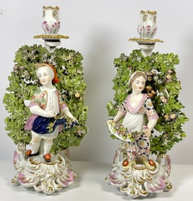 Pair of Chelsea Bocage Spring Candlesticks "Boy and Girl"