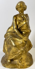 Maurice Bouval (French, 1863–1916) Dore Bronze Titled La Pensée