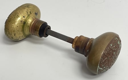 Antique Brass Door Knob Set Public School City of NY