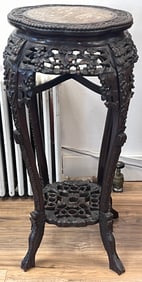 Antique Chinese Rosewood Heavily Carved Stand