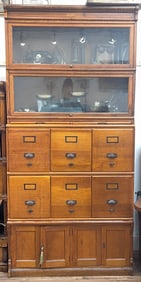 Antique Stacking Bookcase with File Drawers