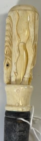 Vintage Two Piece Carved Bone Walking Stick Full Body Horse