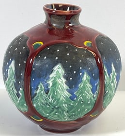 Stephanie Young Calmwater Designs Art Pottery Vase Snowy Firs