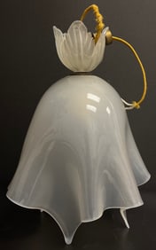 Seguso White Art Glass Hanky Hanging Light Fixture