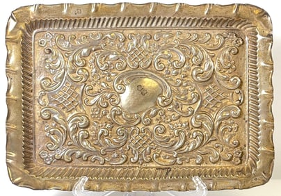 c1900 Birmingham England Repousse Sterling Silver Dresser Tray