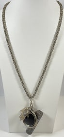 Vintage Sterling Silver Byzantine Necklace with Charms