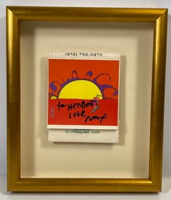 Peter Max Signed Nirvana on Rooftop Matchbook in Shadowbox Frame