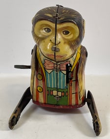 1950's Linemar Toys Tin Litho Key Wind Tumbling Flipping Monkey