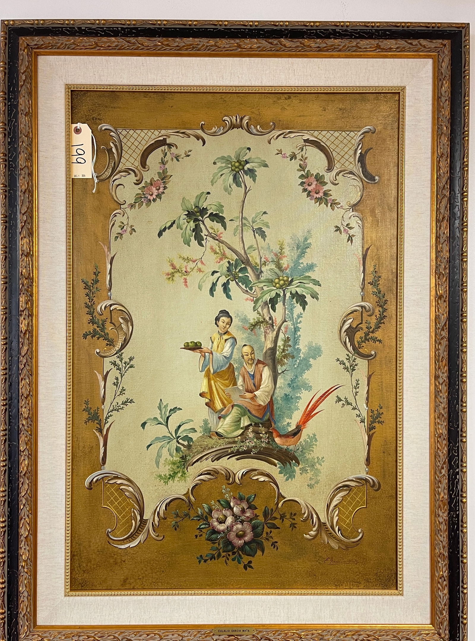 Eulalio Garcia Mata, Cuban (1910 - 1985) Chinoiserie Oil on Board (1 of 3)