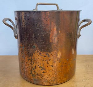 19th Century French Tin Lined Copper Stock Pot