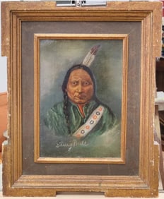 Early 20th c. Portrait of Sitting Bull Signed Tuttle
